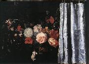 Adriaen van der Spelt Flower Still-Life with Curtain oil painting picture wholesale